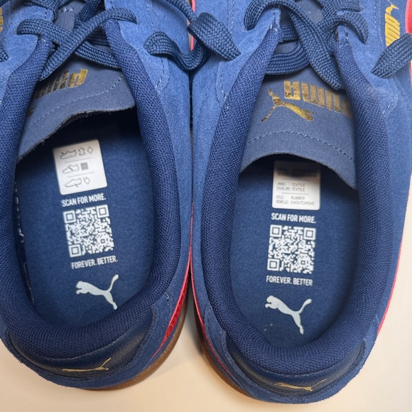 PUMA Blue Suede Sneakers Men’s Size 12 (EU 46) Red Stripe - Picture 5 of 15
